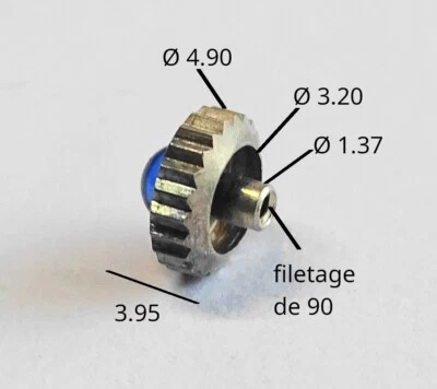 COURONNE REMONTOIR MONTRE ARGENTEE BOULE BLEUE - Photo 1/3