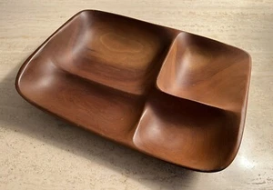 Vintage Emil Milan Emilan Large Bissilon Wood Sculpture Divided Bowl Signed 12” - Picture 1 of 13