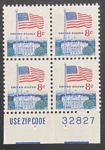 US Stamps Scott 1338F 8c 1971 Flag and White House block of 4 M/NH Fresh - Picture 1 of 3