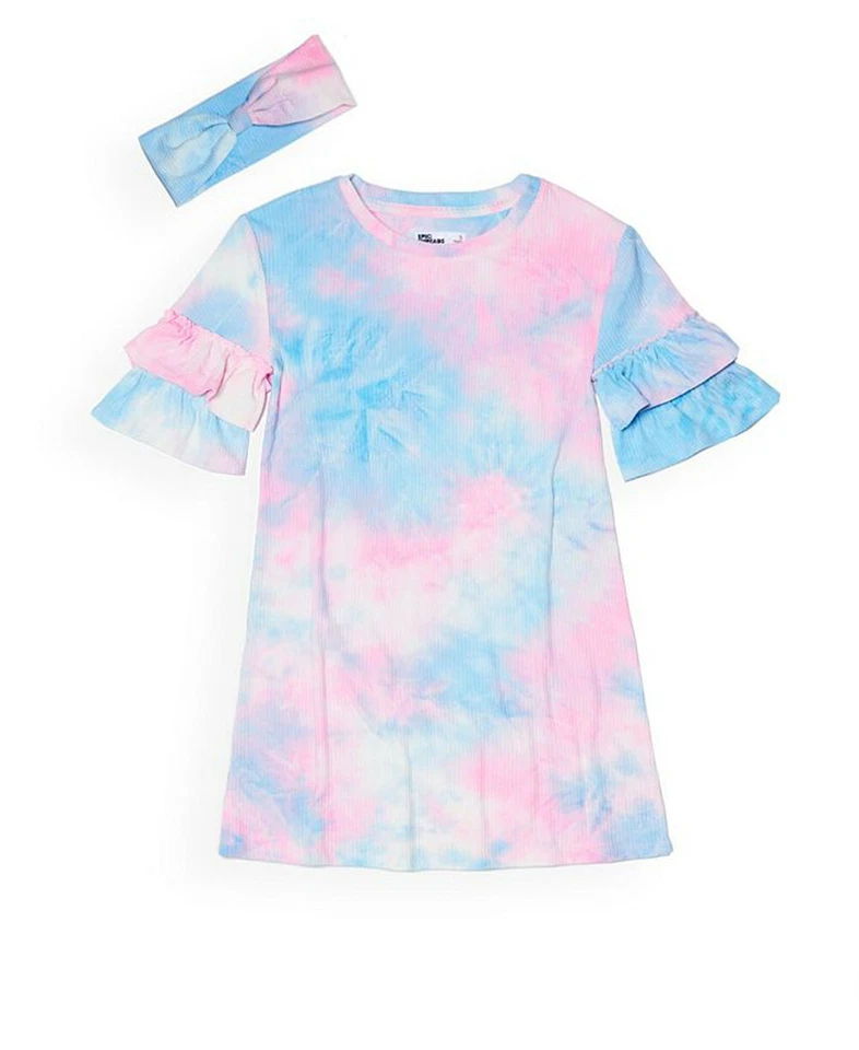 Nuevo Vestido Camisa Epic Threads Niñas Pequeñas Manga Corta Tie Dye con Diadema, 3T/3 Foto 1 de 1