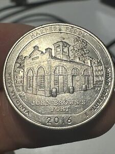 2016-P Harpers Ferry Error Quarter Unique, Double-Die on "P" Circulated,Ungraded
