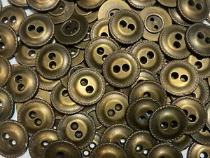 Old/Antique Brass Finish Vintage Italian Metal Button 11mm 15mm 18mm 23mm 2hole - Picture 1 of 15
