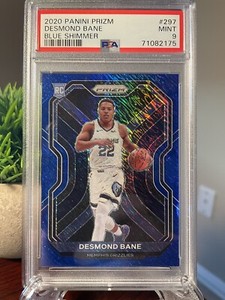 2020-21 Panini Blue Shimmer Prizm #297 Desmond Bane RC Rookie 18/35 PSA 9