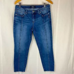 Silver AIKO Denim Jeans Fray Ankle Hem Front Seam Size 30 10 Crop - Picture 1 of 9