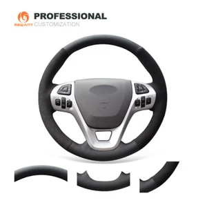 MEWANT Leather Suede Steering Wheel Cover for Ford Edge Explorer Flex Taurus - Foto 1 di 7