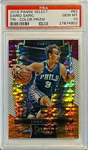 DARIO SARIC ROOKIE 2016 PANINI TRI COLOR PRIZM PSA 10 CARD PHILADELPHIA '76ERS - Picture 1 of 2