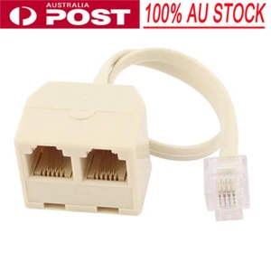RJ11 6P4C Male to Female 2 Way Outlet Telephone Jack Line Splitter Adapter AU - Afbeelding 1 van 6