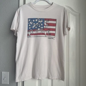 Keith Haring amerikanische Flagge T-Shirt creme Erwachsene Small/Medium Baumwolle Pop Art - Bild 1 von 5