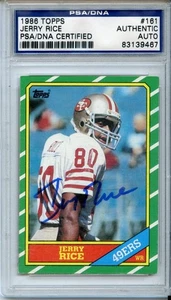 Jerry Rice Auto 1986 Topps Rookie Card Autograph Flawless Blue Ink PSA Cert - Picture 1 of 2