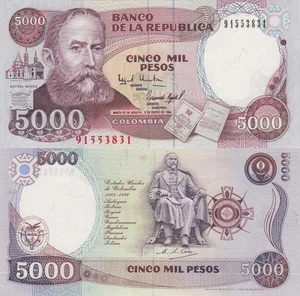 Colombia 5000 Pesos (3.1.1994) - Rafael Nunez/Statue/p440a.1 UNC - Picture 1 of 3