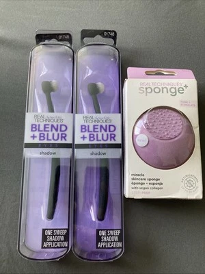 Real Techniques 2 Blend+Blur Eye Shadow Brushes (01748) And Sponge (4223) - Image 1 of 3