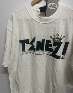 Custom Tennis T Shirt Mens Large Retro White *TENEZ* NWT Cotton Soffes Choice - Picture 1 of 12