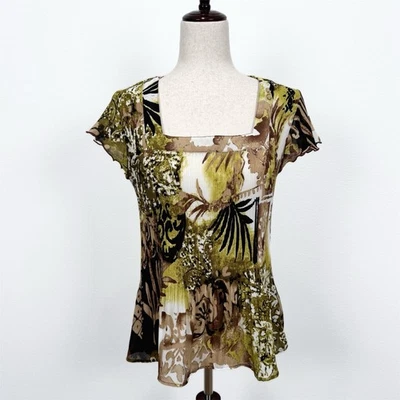 VTG Serenade New York Top Womens LP Green Pleated Forest Fairy Boho Artsy Indie - Image 1 of 4