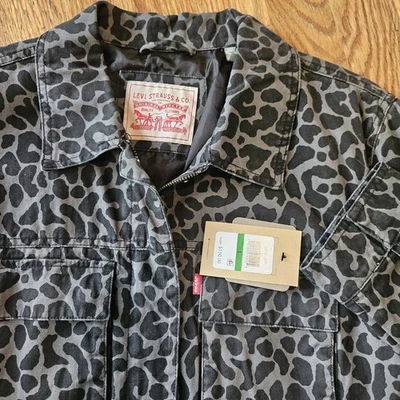 Chaqueta vaquera Levis Cheetah Trucker para mujer talla L gris denim apagado gris negra nueva Foto 1 de 4