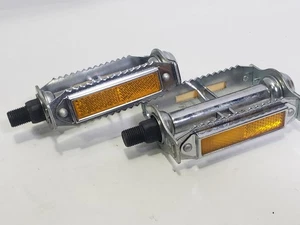 Vintage 9/16" Old School BMX MTB Road Bike Rat Trap Pedals With Reflectors - Picture 1 of 5