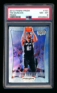 2012-13 PANINI PRIZM 1ST YEAR #101 TIM DUNCAN SILVER HOLO SPURS HOF SP PSA 8! - Picture 1 of 2