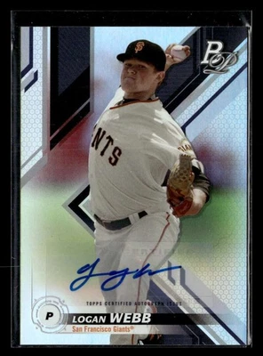2019 Bowman Platinum Logan Webb Auto Autograph #TOP-30 Giants UX5401 - Image 1 of 2