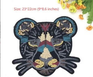 Großer Leopard mit Seguinen - Aufnähen Patches Aufkleber Größe 9 × 8,66 Zoll - Bild 1 von 3