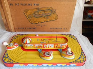 Vintage Tin toy J.Chein & Co 340 Playland Whip Fairground Ride toy 1950s USA - Picture 1 of 14