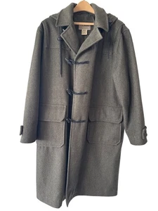L.L. Bean Men's Medium 100% Wool Duffle Coat Toggle Closures Green Gray - Picture 1 of 14