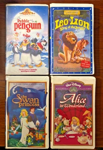 Leo the LION The SWAN PRINCESS Alice in Wonderland PEBBLE kids CULT vhs tapes 4 - Picture 1 of 3