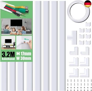 MUDEELA Kabelkanal Selbstklebend Weiß, 320cm PVC Kabelabdeckung, Kabelschacht  - Bild 1 von 6