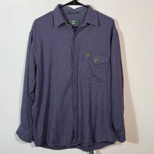 Orvis Men's Houndstooth Long Sleeve Medium Button Up Shirt 100% Cotton Heavy - Picture 1 of 8