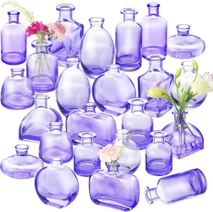 Bud Vases in Bulk 24 | Purple Glass Vase Set – Small Clear Bud Vases for Wedding - Picture 1 of 7