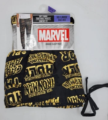 Pantalón de dormir MARVEL Avengers gráfico jogger para hombre talla XXLarge 44-46 dorado/negro NUEVO Foto 1 de 4