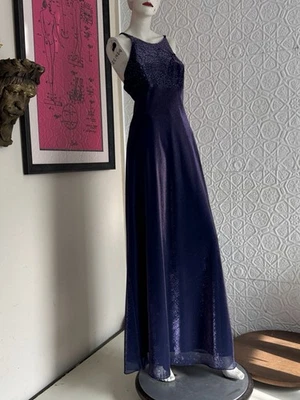 Vestido Vintage-Vestido Morado Metálico Brillo Años 90-Minimalista-Lentejuelas-Racer-Glam-M Foto 1 de 4