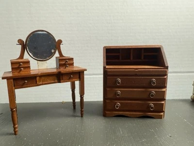 Vintage Dollhouse Miniatures Shackman Vanity Mirror Dresser Desk 1:12  Wood Lot - Image 1 of 4