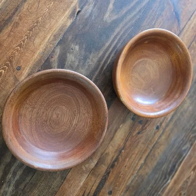 Hand carved wooden bowls bundle of 2 cottagecore sustainable clean natural - Image 1 of 4