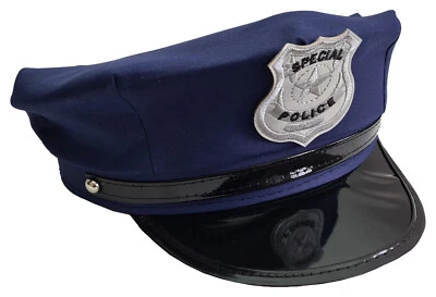 EINKAUFSZAUBER Polizeimütze American Style Blau - Police Kostüm Karneval Fasching Theater