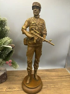 Bronze Carved Little Bronze Man US military troops soldier Statue H:42cm - Picture 1 of 6