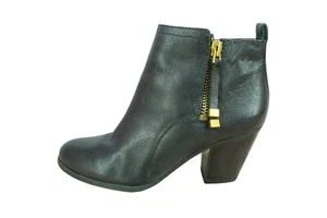 Franco Sarto Diana Women's Black Leather Side Zip Ankle Heeled Booties Size 9 M - Picture 1 of 9