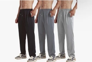 3-Pack Men’s Mesh Jogger Pants Comfortable Athletic Pants Breathable Comfy Fit - Picture 1 of 7