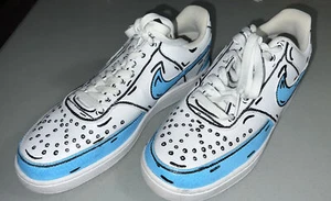 Nike court vision low Mens Size 10 White Blue Black Custom Made!!! - Picture 1 of 9