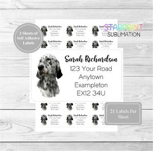 Etiquetas de dirección personalizadas para perro Setter inglés, 42 pegatinas de devolución personalizadas - Imagen 1 de 1
