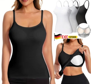Damen Neu Unterhemd BH-Hemd Basic Eingebauter BH Bügelloser Gepolstert Tank Tops - Bild 1 von 18