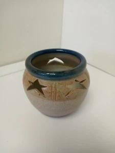Buck Pottery Candle Holder Night Light Beige Blue - Picture 1 of 5