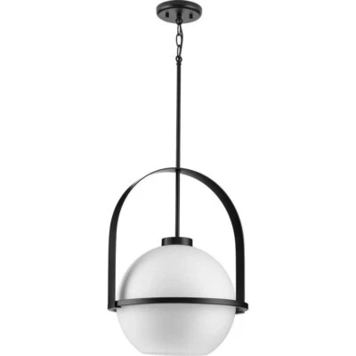 Progress Lighting Delayne 1 Light 21.62" Black/Etched Opal Pendant - P500359-31M - Image 1 of 2