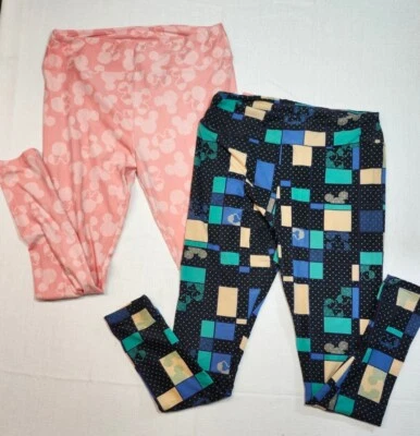 Lote 2 Leggings Femininas Lularoe Disney Alta e Curvilínea Mickey Minnie Mouse Plus Size - Imagem 1 de 4