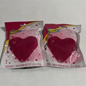 2x Crayola Heart Bath Bomb 40g, 1.4 oz Cherry Scented Strawberry - Picture 1 of 3