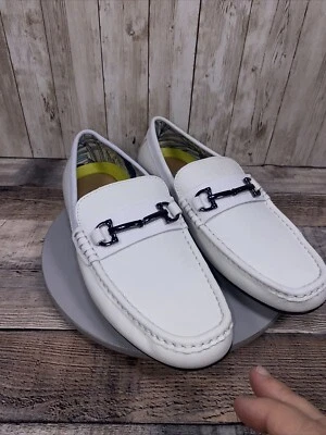 Mocasines de conducción de cuero blanco La Milano Sage para hombre talla 8 Foto 1 de 4