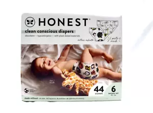 Honest Clean Conscious Size 6 Diapers Letters/Skulls Print 44ct Diapers 35+LBS - Picture 1 of 3