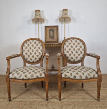 Pair of Antique French Armchairs Medallion Back