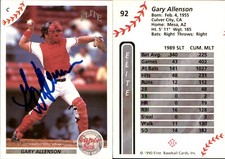 Gary Allenson Signed 1990 Elite Senior League #92 Card Winter Haven Super Sox