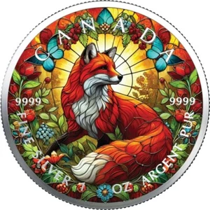 2025 Canada Farbmünze Stained Glass Fox 1 OZ SILBER - COLOR EDITION - Bild 1 von 9