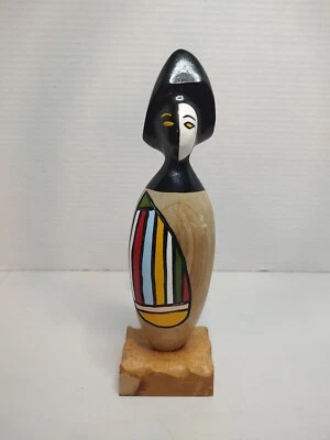 Figura abstracta cubista vintage MCM Frank Coronado madera tallada pintada Foto 1 de 4