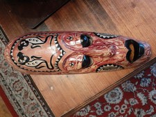Intagliati a mano e decorata a mano in legno Maschera 335 mm di altezza